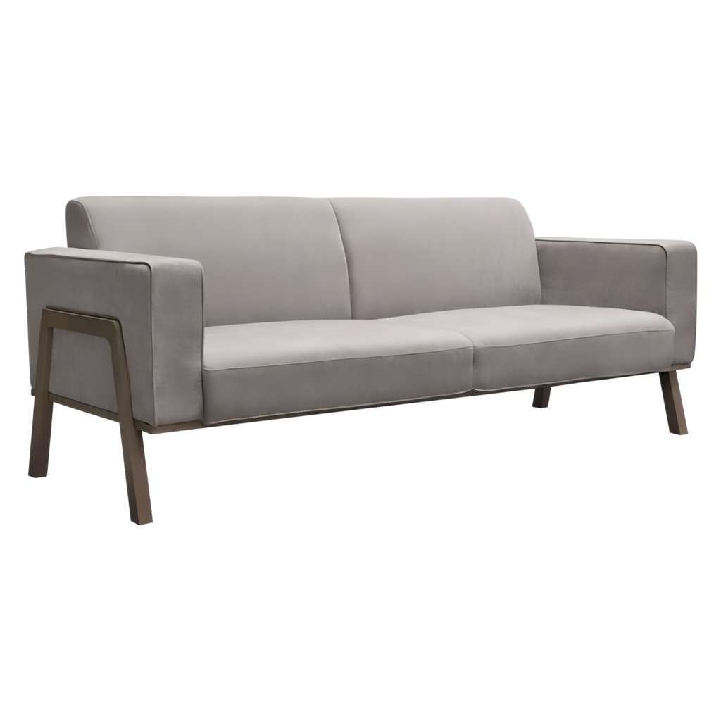 Blair 84' Sofa with Gray Fabric and Curved Wooden Leg