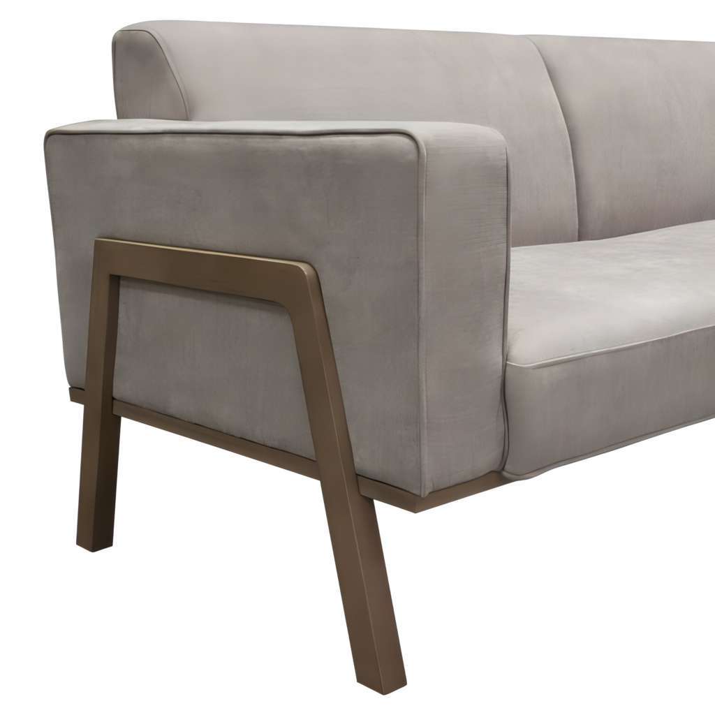 Blair 84' Sofa with Gray Fabric and Curved Wooden Leg