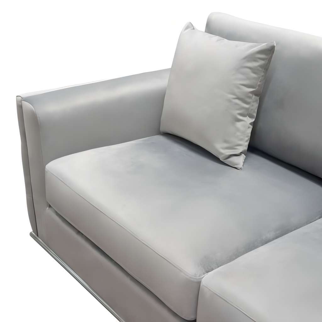 91' Envy Platinum Grey Velvet Sofa