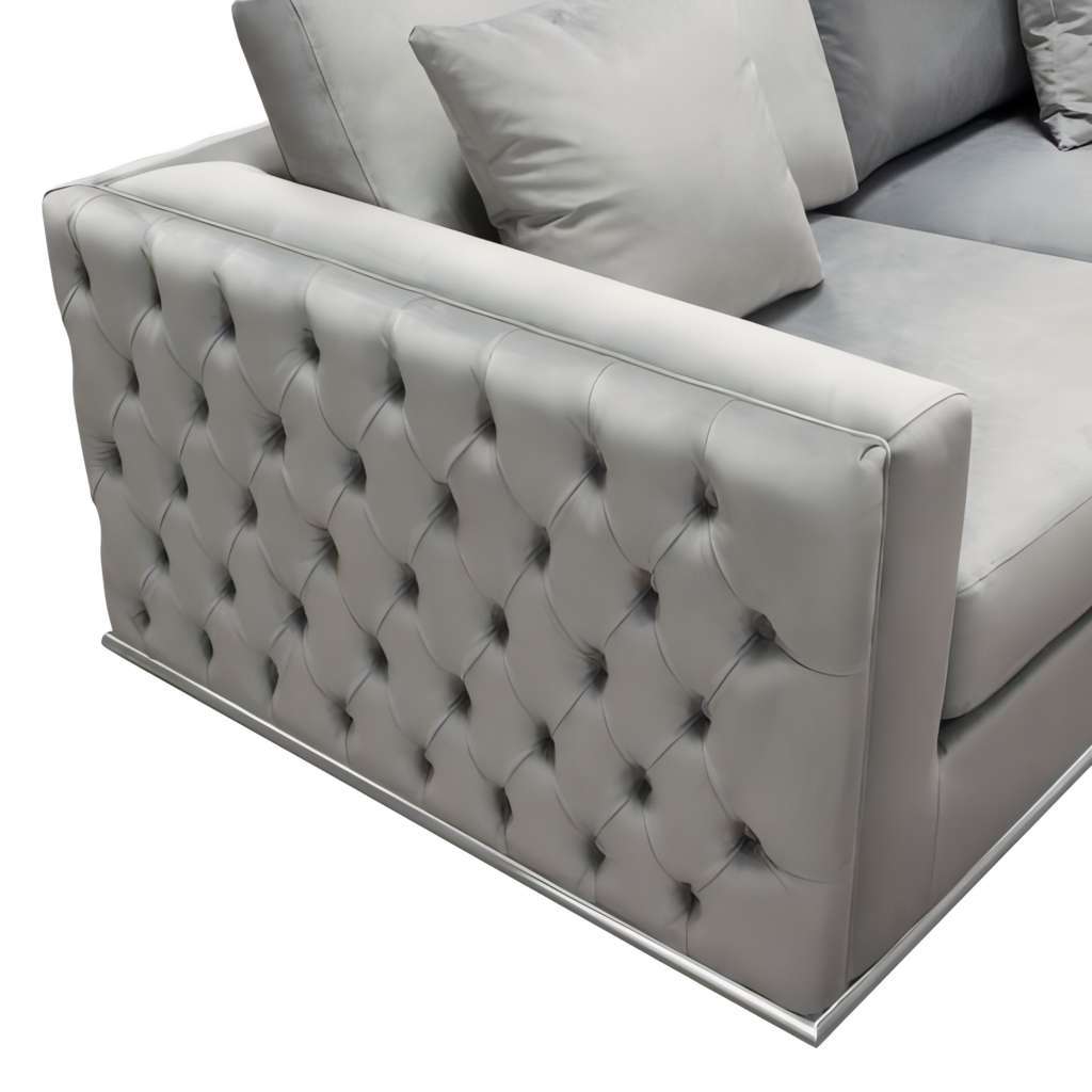 91' Envy Platinum Grey Velvet Sofa