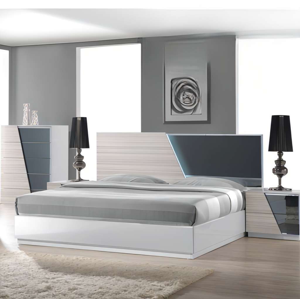 Manchester 5-Piece White/Gray Modern Queen Bedroom Set