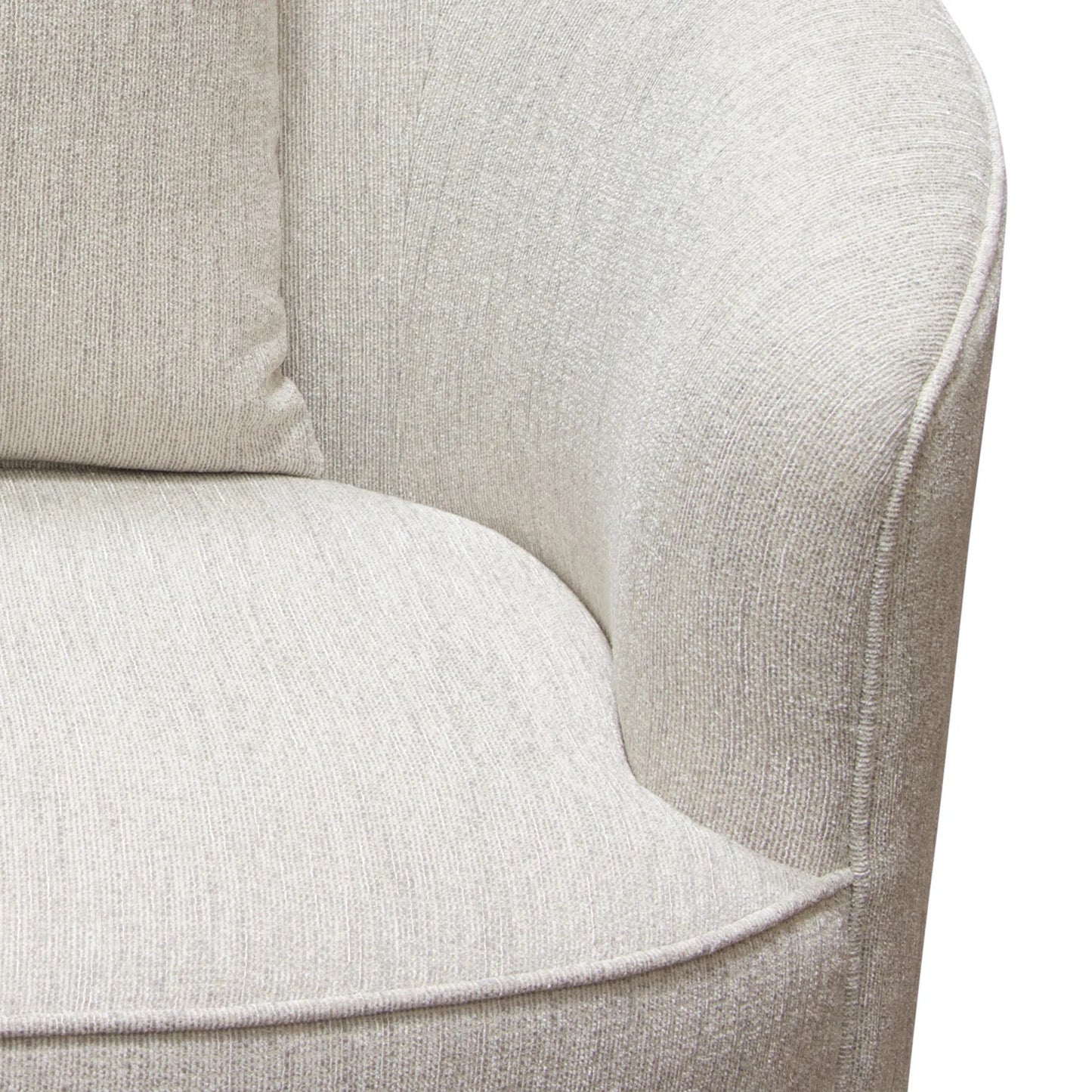 Raven Upholstered Armchair in Light Cream Fabric or Black Velvet w/Brushed Silver Accent Trim