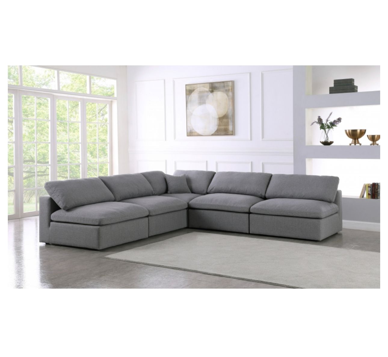 Open Box! Meridian Serene Deluxe Cloud  5 Piece Modular Sectional Sofa-Free Delivery