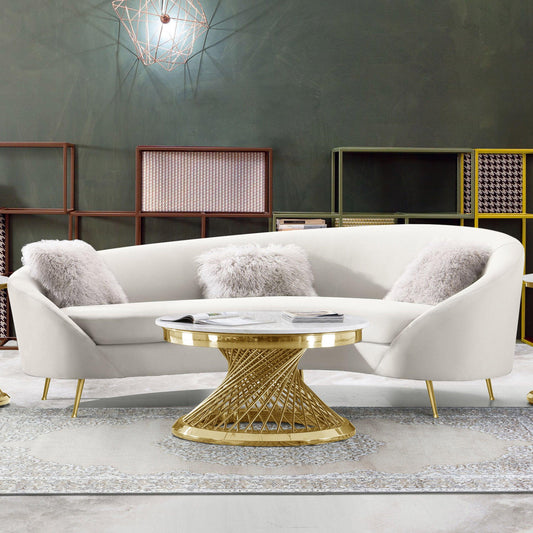  Cream Modern Velvet Sofa Celine